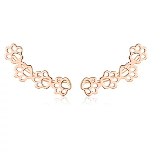 (imagen para) Pendientes de perno estilo Pandora en oro rosa con huellas de pata - SCE430-C