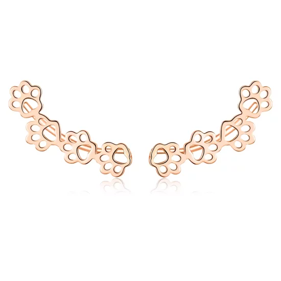 (imagen para) Pendientes de perno estilo Pandora en oro rosa con huellas de pata - SCE430-C