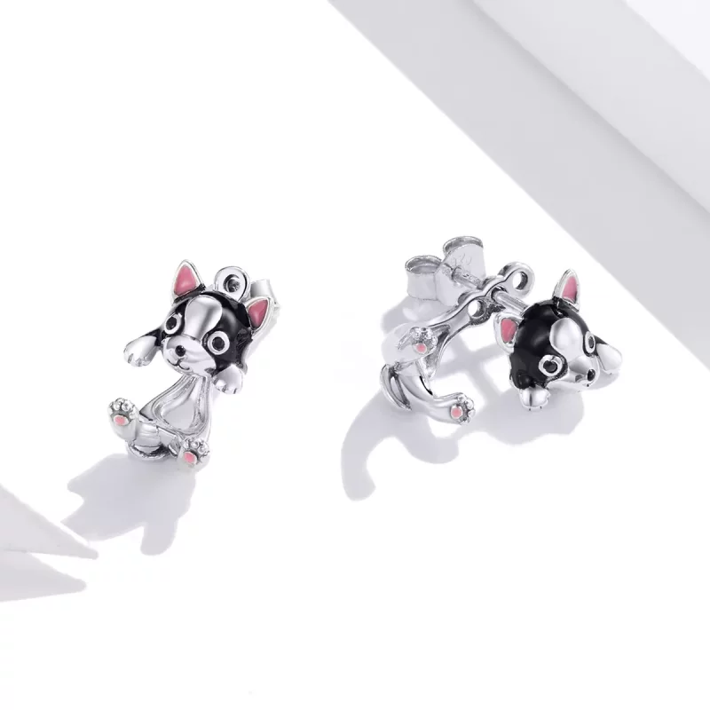 (imagen para) Pendientes de perro de plata estilo Pandora - SCE978 - Ver 4