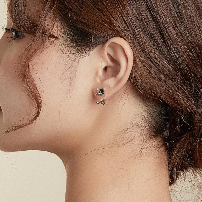 (imagen para) Pendientes de perro de plata estilo Pandora - SCE978 - Ver 6
