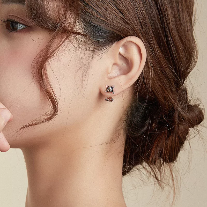 (imagen para) Pendientes de perro de plata estilo Pandora - SCE978 - Ver 8