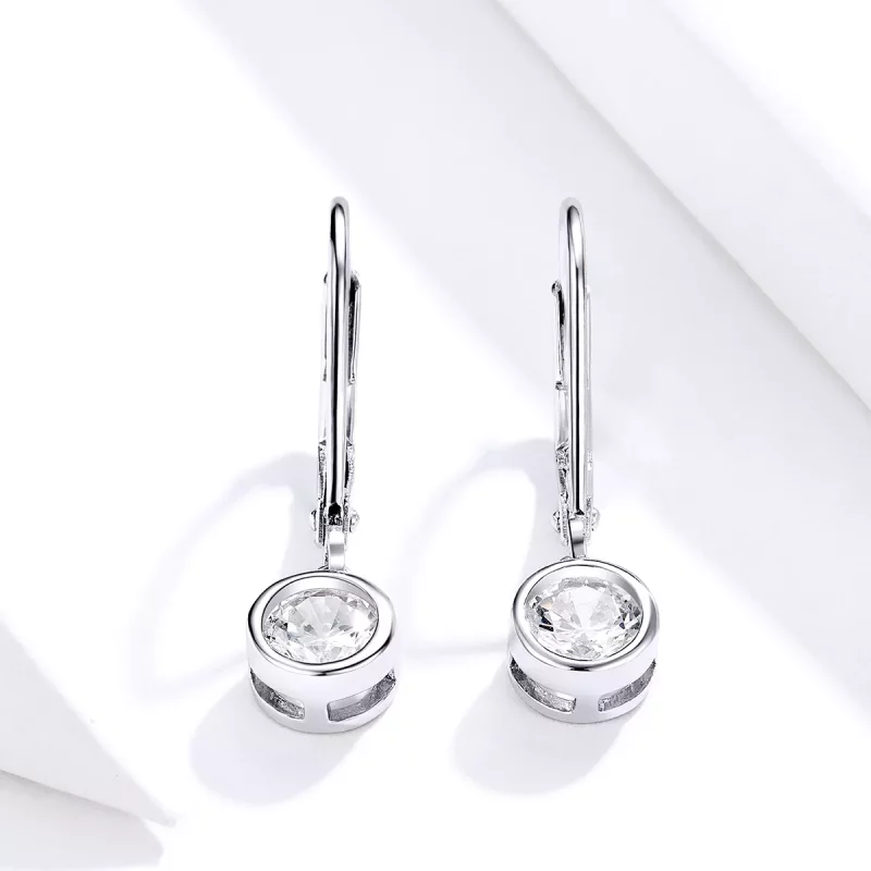 (imagen para) Pendientes de plata con brillo estilo Pandora - SCE747 - Ver 3