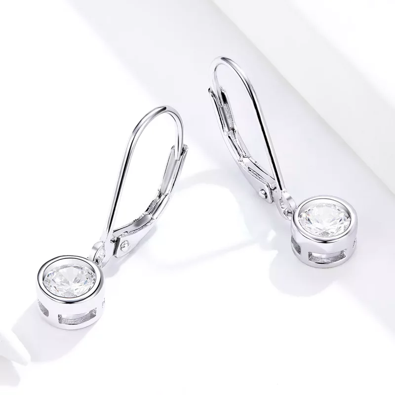 (imagen para) Pendientes de plata con brillo estilo Pandora - SCE747 - Ver 4