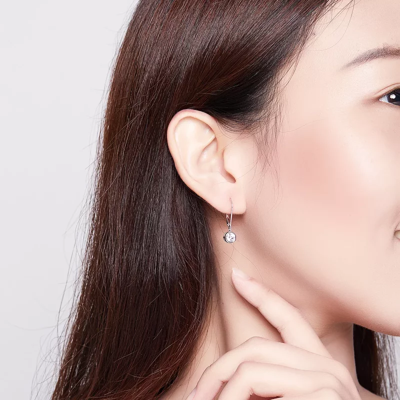 (imagen para) Pendientes de plata con brillo estilo Pandora - SCE747 - Ver 7