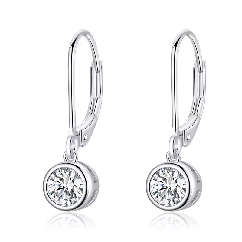 (imagen para) Pendientes de plata con brillo estilo Pandora - SCE747