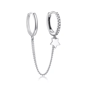 (imagen para) Pendientes de Plata con Colgante de Estrella Individual al Estilo Pandora - SCE914
