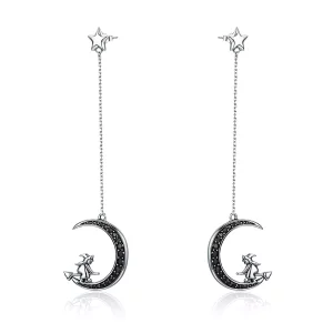 (imagen para) Pendientes de plata con diseño de luna colgante al estilo Pandora - SCE287