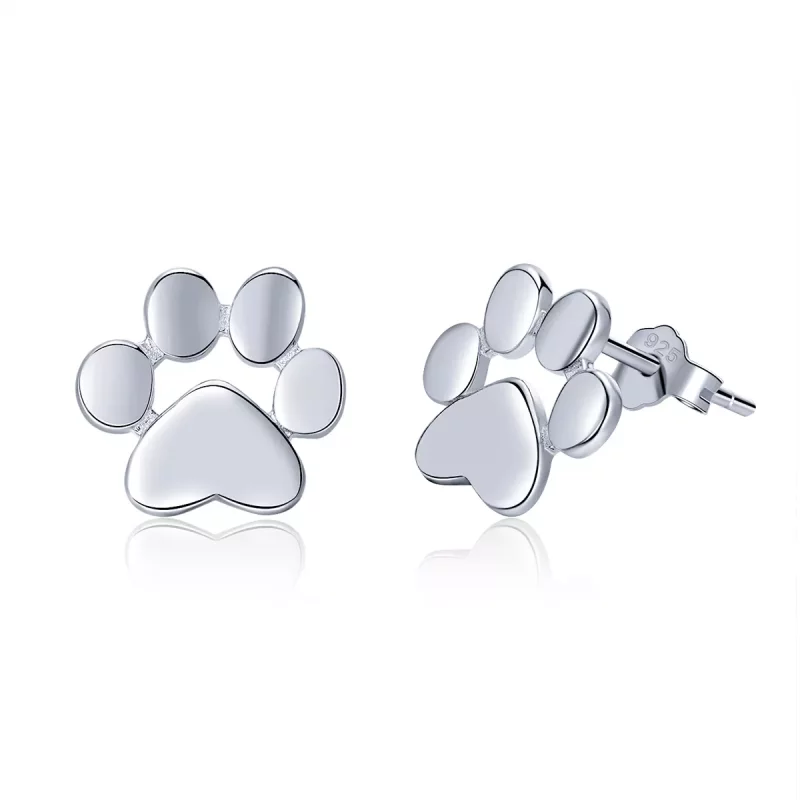 (imagen para) Pendientes de Plata Estilo Pandora con Diseño de Huella tierna - SCE407-2