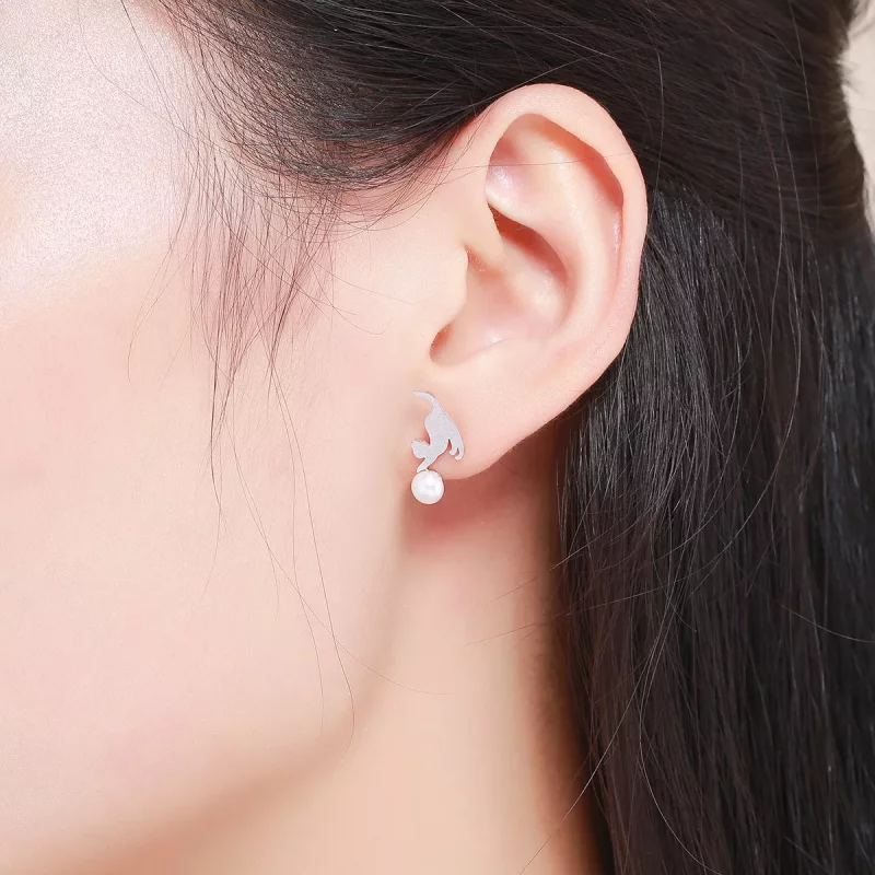 (imagen para) Pendientes de plata estilo Pandora con lindos gatitos juguetones - SCE235 - Ver 6