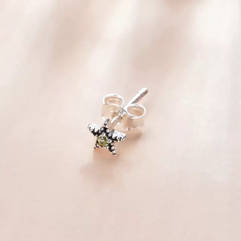 (imagen para) Pendientes de plata estilo Pandora con montura individual de estrella - SCE1066 - Ver 2