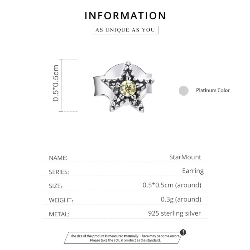 (imagen para) Pendientes de plata estilo Pandora con montura individual de estrella - SCE1066 - Ver 3