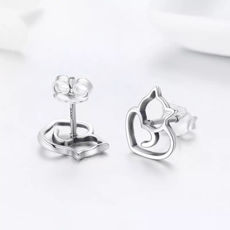 (imagen para) Pendientes de plata estilo Pandora presentan unos adorables gatos - SCE271 - Ver 6