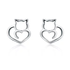 Pendientes de plata estilo Pandora presentan unos adorables gatos - SCE271 (imagen para) Pendientes de plata estilo Pandora presentan unos adorables gatos - SCE271