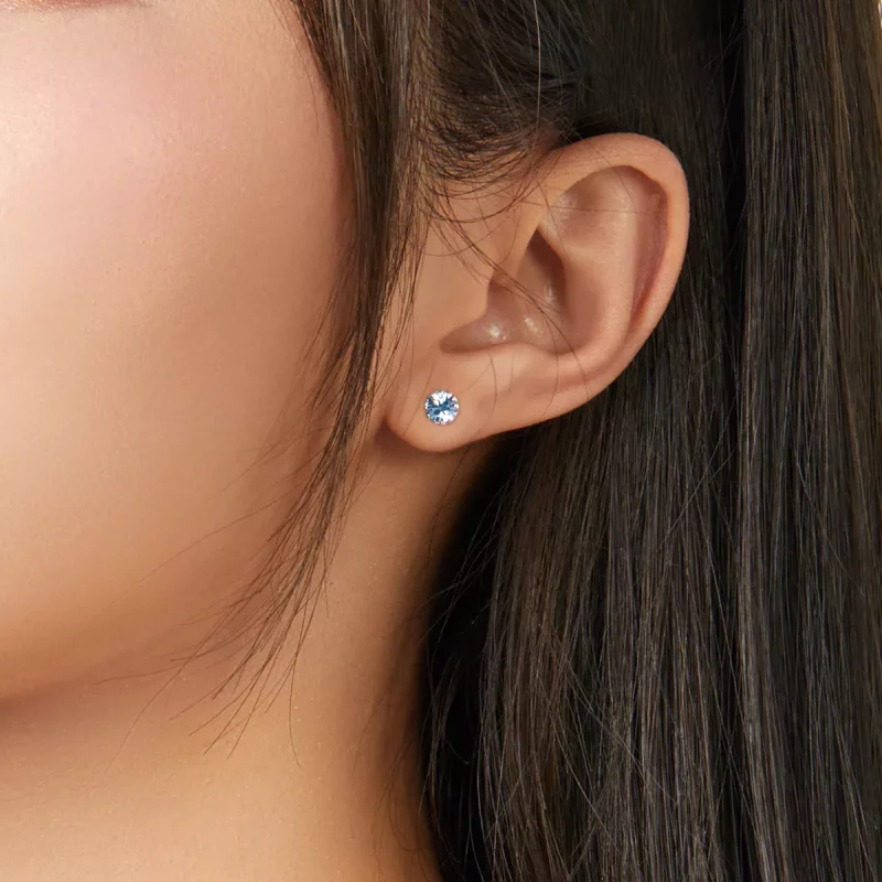 (imagen para) Pendientes de Tachuela de Plata Estilo Pandora con Piedra de Nacimiento de Dicie - Ver 2