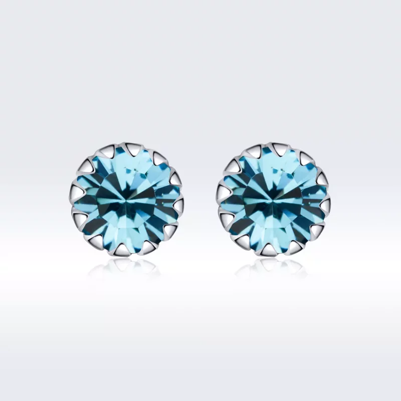 (imagen para) Pendientes de Tachuela de Plata Estilo Pandora con Piedra de Nacimiento de Dicie - Ver 3