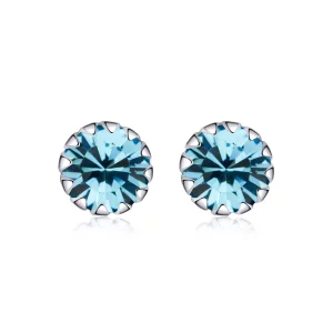 Pendientes de Tachuela de Plata Estilo Pandora con Piedra de Nacimiento de Diciembre - SCE862-12 (imagen para) Pendientes de Tachuela de Plata Estilo Pandora con Piedra de Nacimiento de Diciembre - SCE862-12