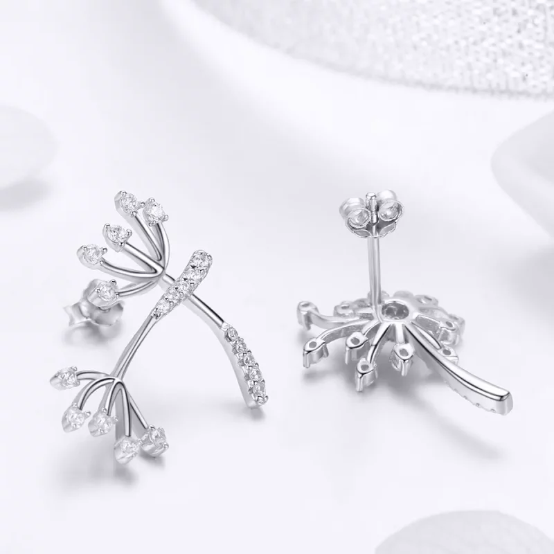 (imagen para) Pendientes de tuerca de amor estilo Pandora de plata con diente de león - SCE506 - Ver 4