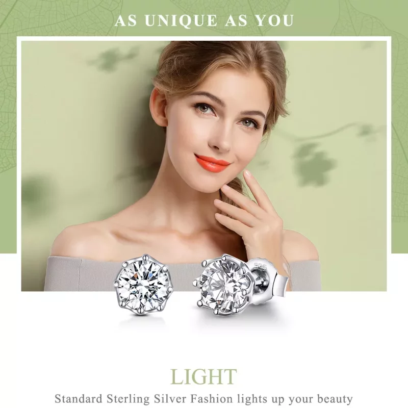 (imagen para) Pendientes de tuerca de plata estilo Pandora - SCE499 - Ver 2