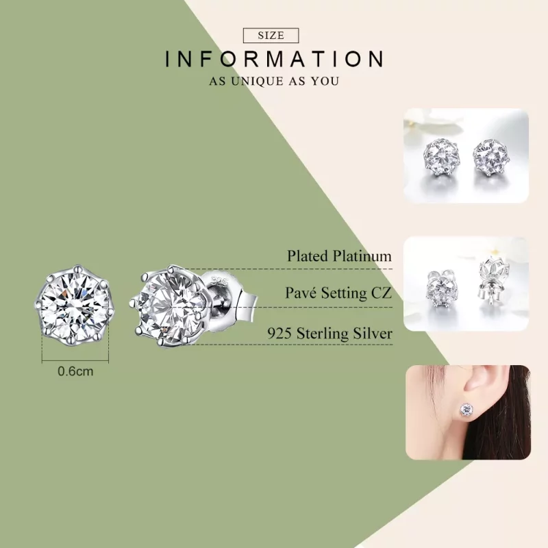 (imagen para) Pendientes de tuerca de plata estilo Pandora - SCE499 - Ver 3