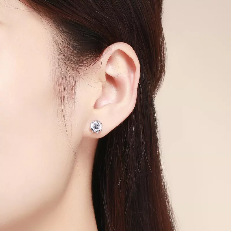 (imagen para) Pendientes de tuerca de plata estilo Pandora - SCE499 - Ver 4