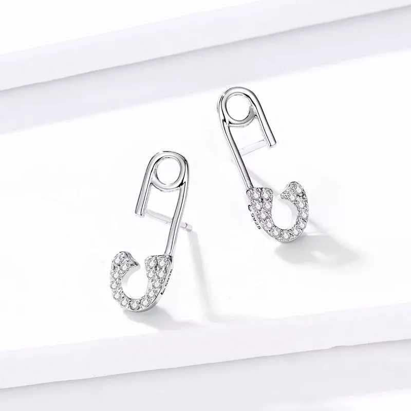(imagen para) Pendientes de tuerca de seguridad estilo Pandora en plata con forma de alfiler d - Ver 2
