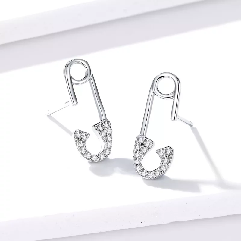 (imagen para) Pendientes de tuerca de seguridad estilo Pandora en plata con forma de alfiler d - Ver 4