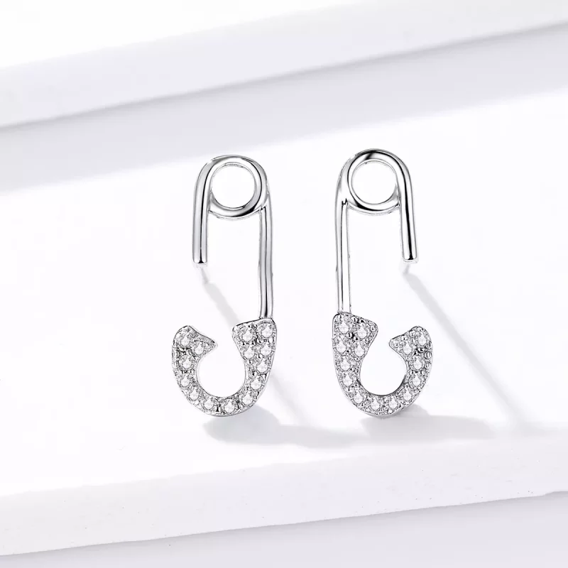 (imagen para) Pendientes de tuerca de seguridad estilo Pandora en plata con forma de alfiler d - Ver 5
