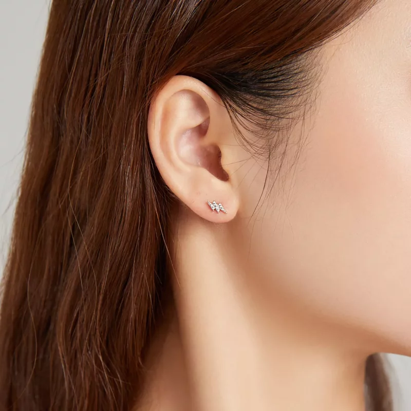 (imagen para) Pendientes de tuerca estilo Pandora en plata con diseño de ojo y rayo - SCE1007 - Ver 6