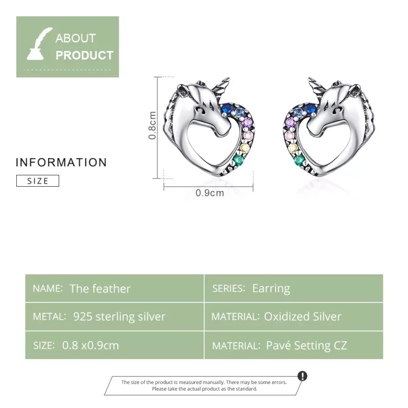 (imagen para) Pendientes de unicornio de plata estilo Pandora - SCE611 - Ver 7