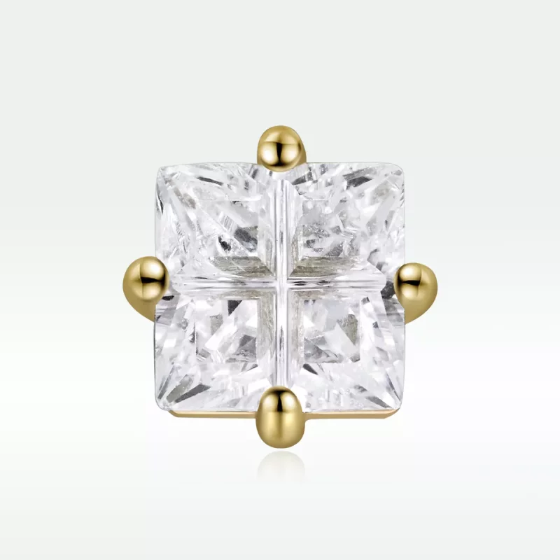 (imagen para) Pendientes estilo Pandora chapados en oro de 18 quilates con circonio cuadrado p - Ver 3