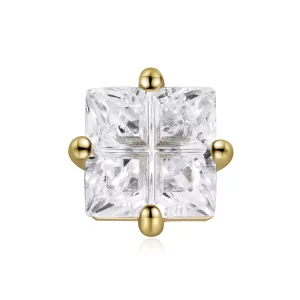 Pendientes estilo Pandora chapados en oro de 18 quilates con circonio cuadrado princesa - SCE1090 (imagen para) Pendientes estilo Pandora chapados en oro de 18 quilates con circonio cuadrado princesa - SCE1090