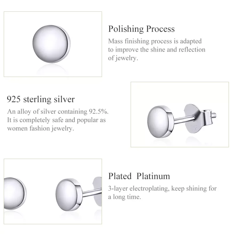 (imagen para) Pendientes estilo Pandora de plata con forma de frijol simple - SCE705-A - Ver 3