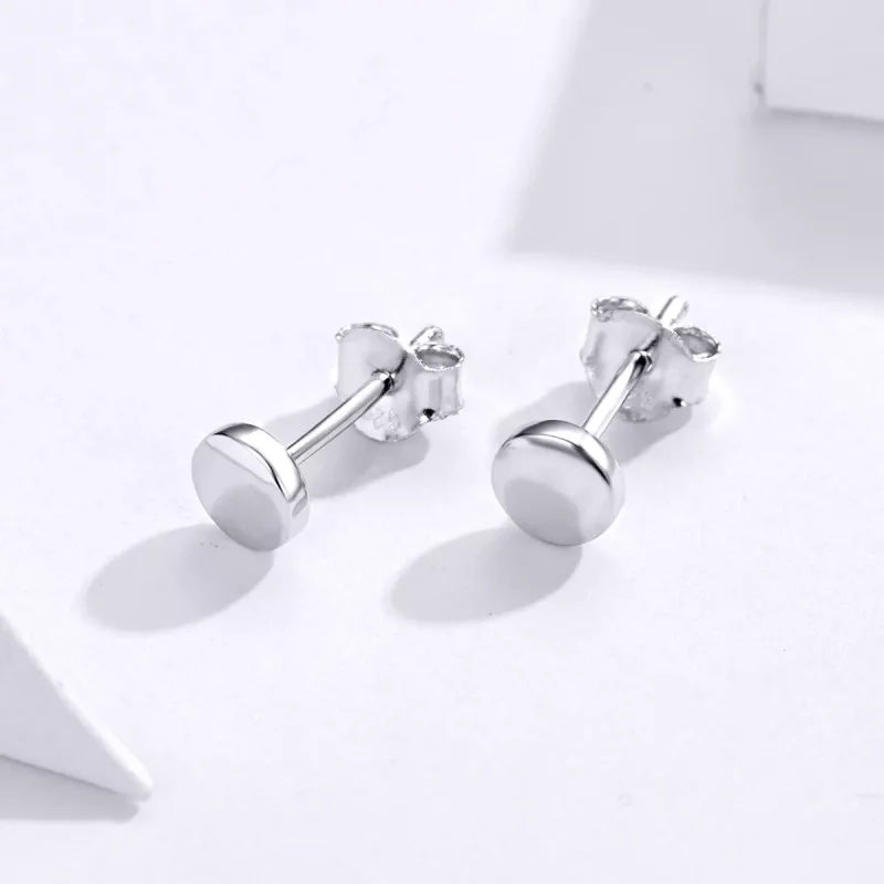 (imagen para) Pendientes estilo Pandora de plata con forma de frijol simple - SCE705-A - Ver 2