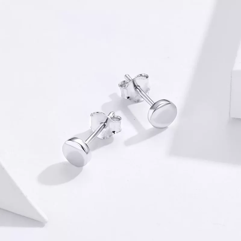 (imagen para) Pendientes estilo Pandora de plata con forma de frijol simple - SCE705-A - Ver 4