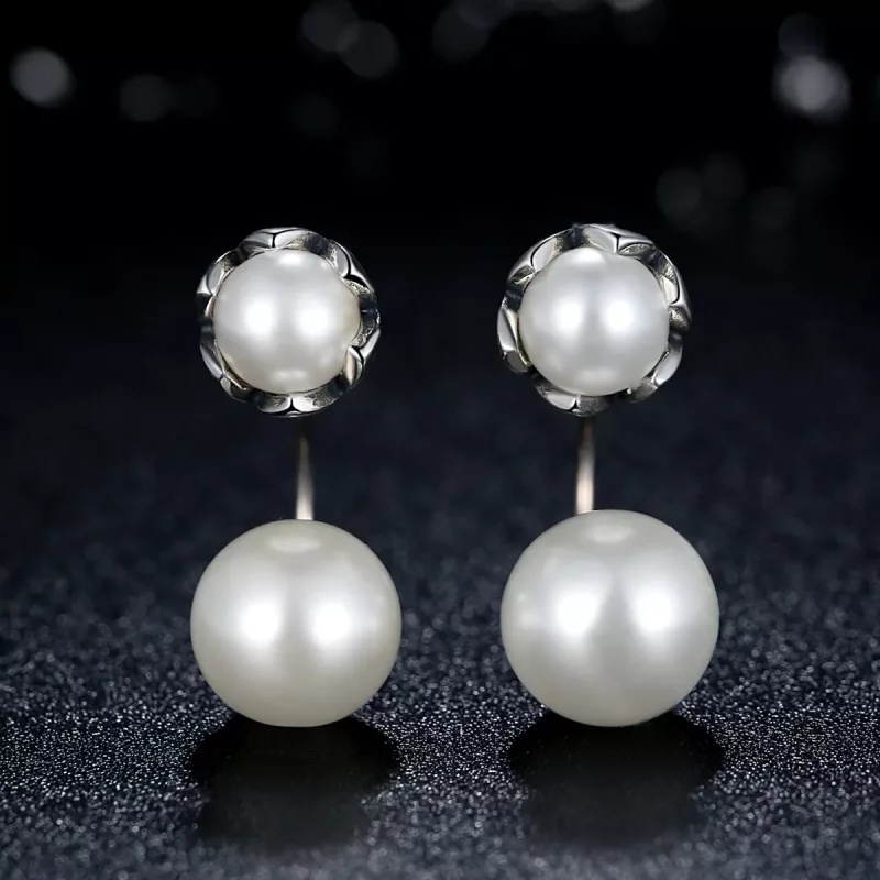 (imagen para) Pendientes estilo Pandora de plata con perlas - SCE002 - Ver 2