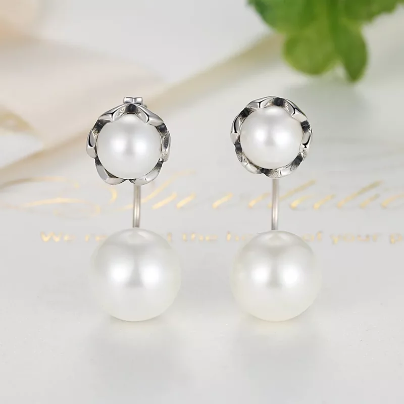 (imagen para) Pendientes estilo Pandora de plata con perlas - SCE002 - Ver 3