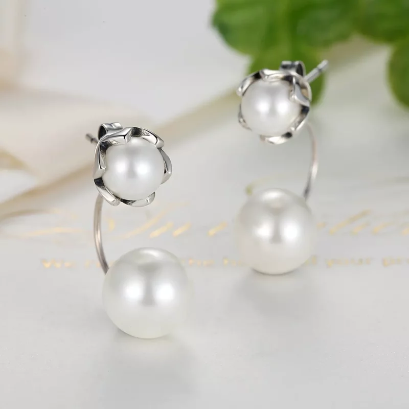 (imagen para) Pendientes estilo Pandora de plata con perlas - SCE002 - Ver 4