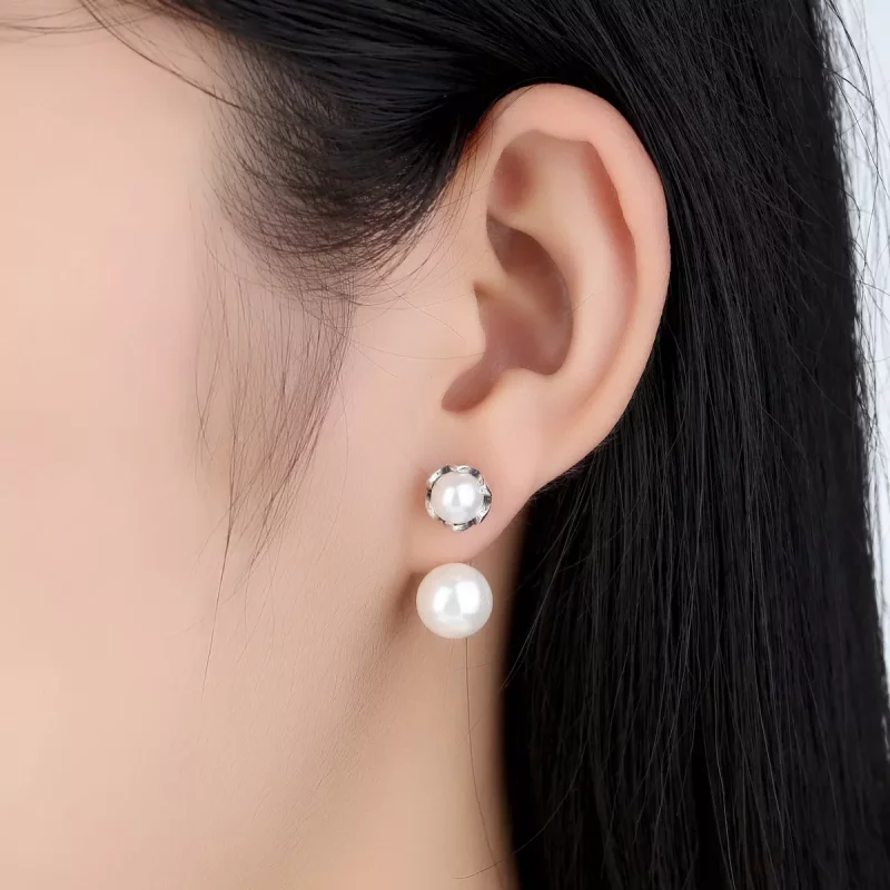 (imagen para) Pendientes estilo Pandora de plata con perlas - SCE002 - Ver 5