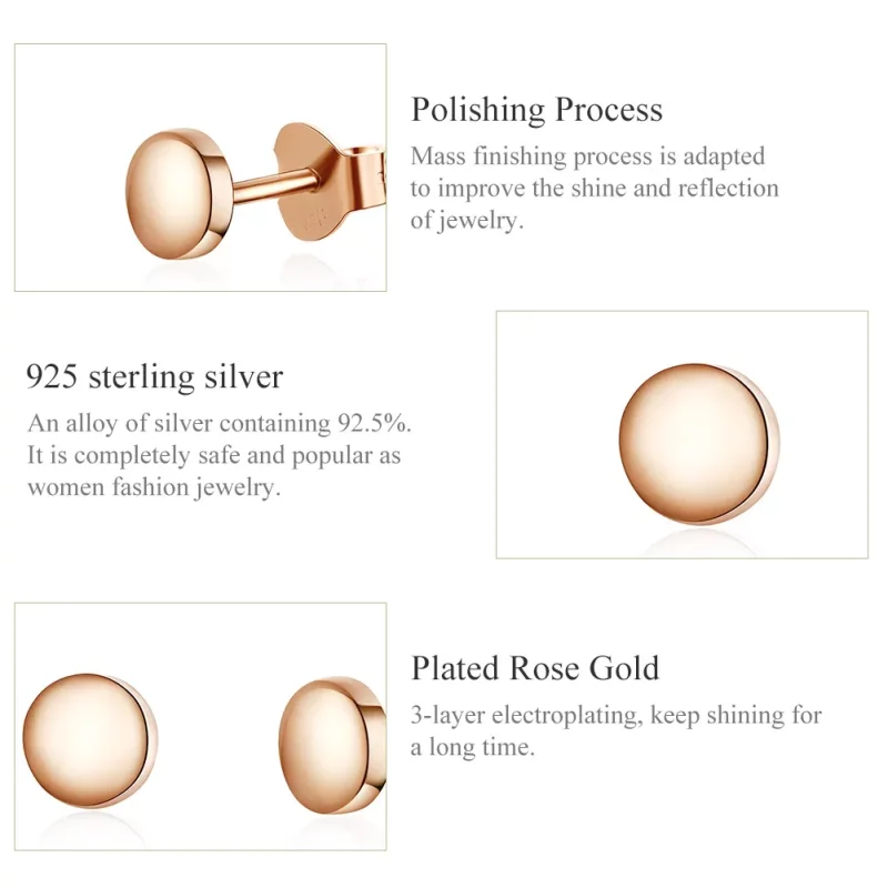 (imagen para) Pendientes estilo Pandora en oro rosa con forma de frijol simple - SCE705-C - Ver 3