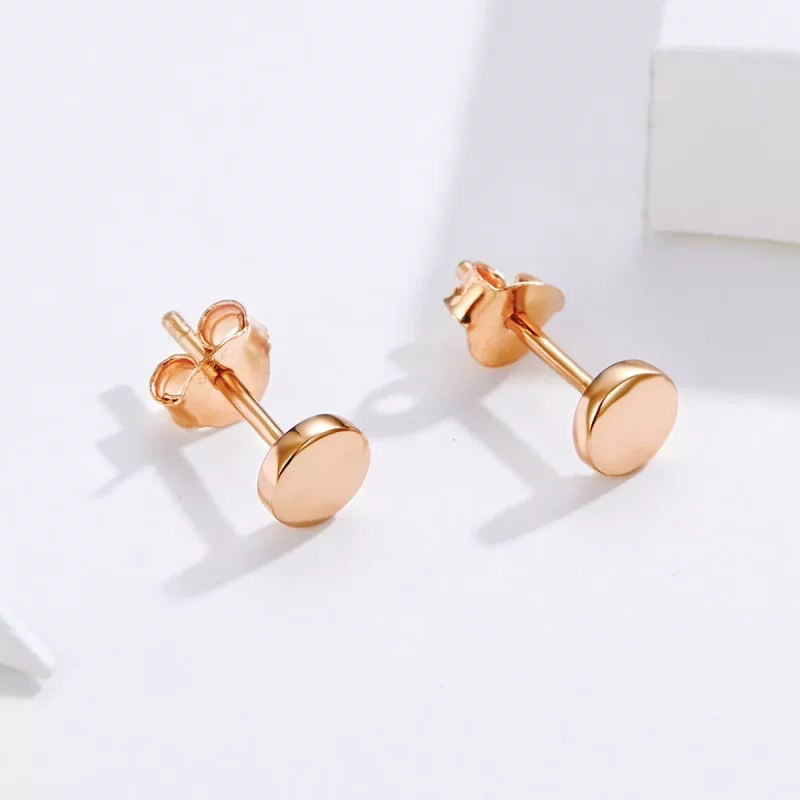 (imagen para) Pendientes estilo Pandora en oro rosa con forma de frijol simple - SCE705-C - Ver 4