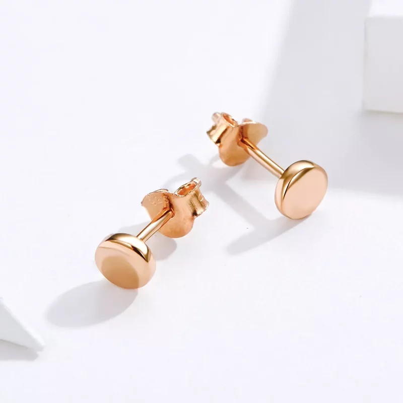 (imagen para) Pendientes estilo Pandora en oro rosa con forma de frijol simple - SCE705-C - Ver 5