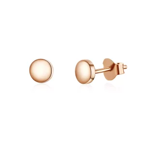 (imagen para) Pendientes estilo Pandora en oro rosa con forma de frijol simple - SCE705-C