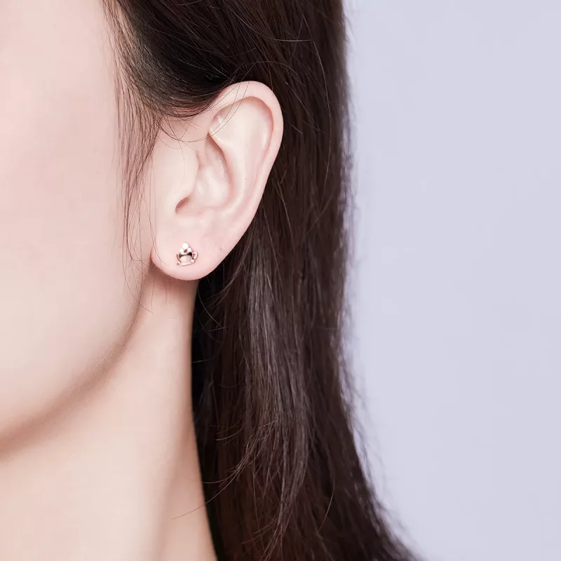 (imagen para) Pendientes estilo Pandora en tono oro rosa para la tarde del café - SCE592 - Ver 5