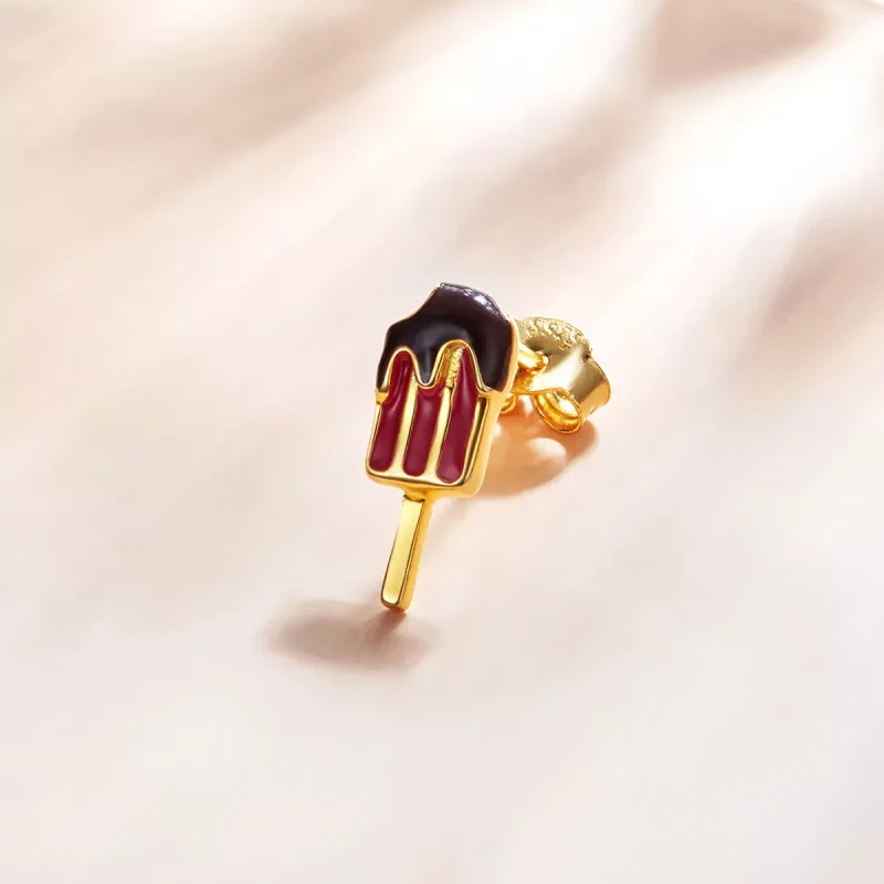 (imagen para) Pendientes tipo paleta chapados en oro de 18 quilates estilo Pandora - SCE1164 - Ver 2