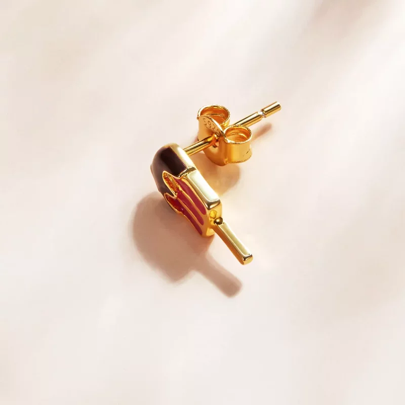 (imagen para) Pendientes tipo paleta chapados en oro de 18 quilates estilo Pandora - SCE1164 - Ver 3
