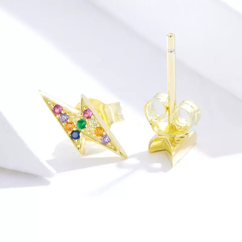 (imagen para) Pendientes tipo relámpago chapados en oro de 18 quilates estilo Pandora - SCE806 - Ver 3
