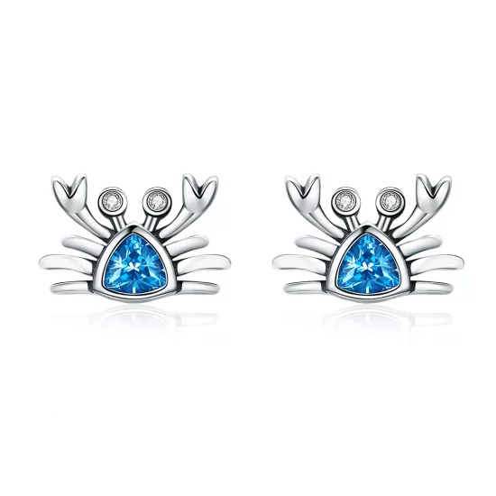 (imagen para) son aretes de perno estilo Pandora en forma de cangrejo pequeño y lindos en plata - SCE413