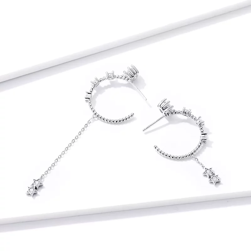 (imagen para) Estilo Pandora Brillantes Pendientes Colgantes - BSE310 - Ver 2