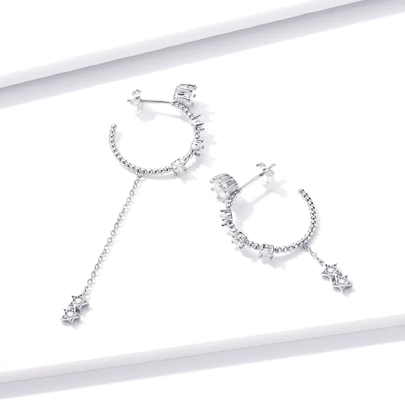 (imagen para) Estilo Pandora Brillantes Pendientes Colgantes - BSE310 - Ver 3