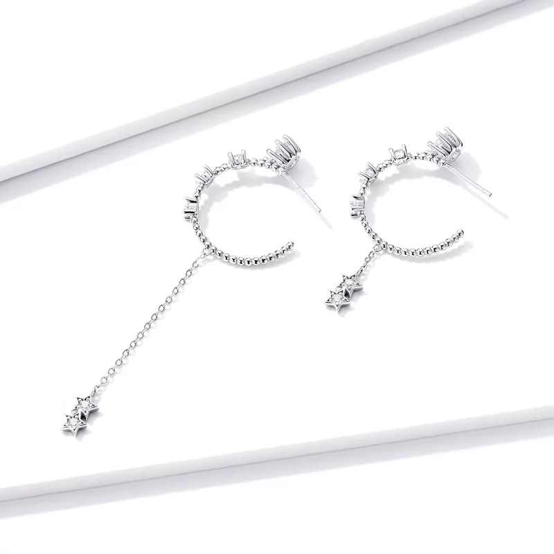 (imagen para) Estilo Pandora Brillantes Pendientes Colgantes - BSE310 - Ver 4